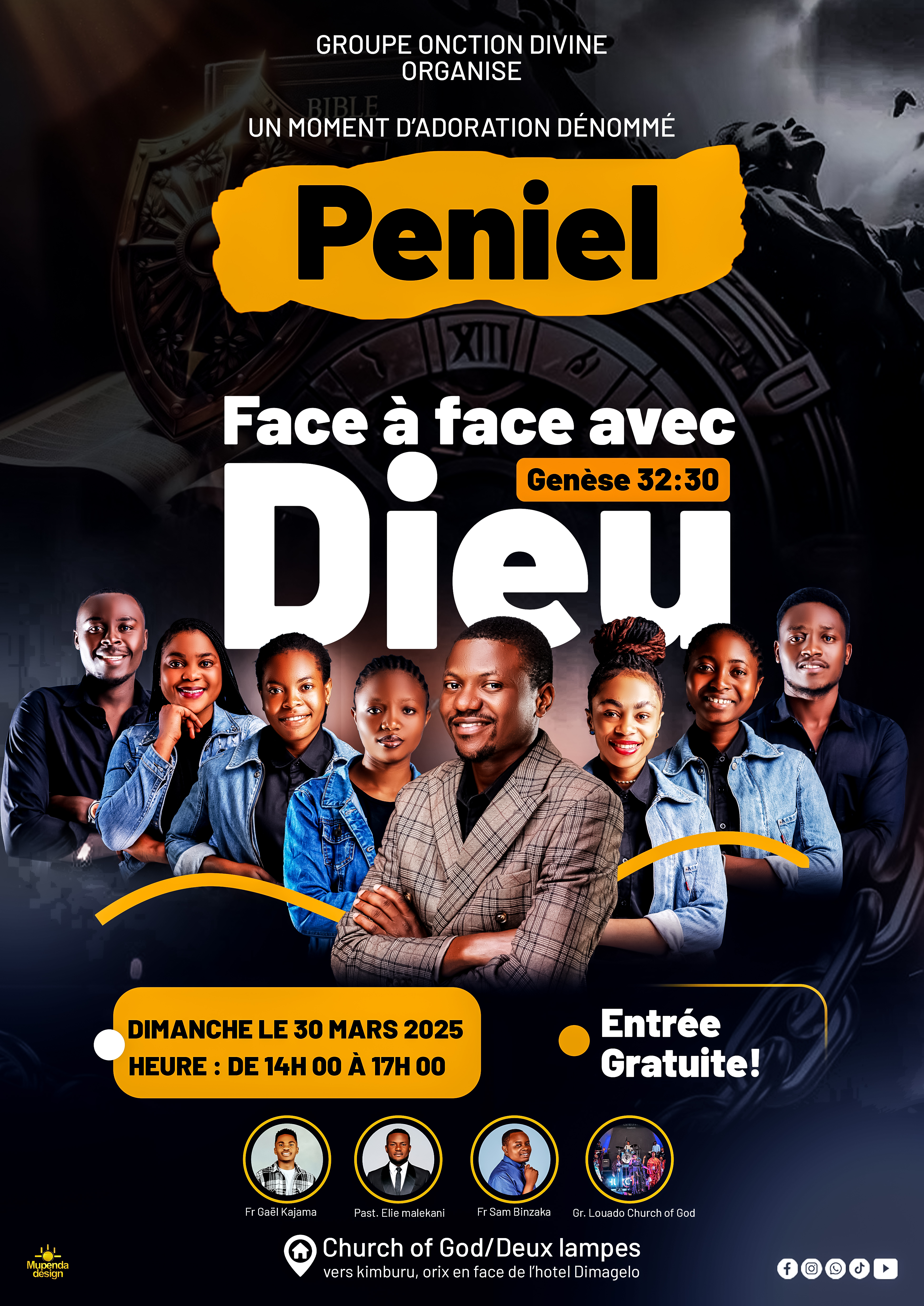 Affiche d'annonce pour un concert dénomé Peniel